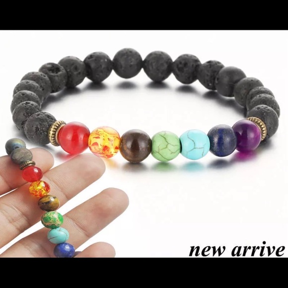 Chakra Bracelet 7 Stones Lava Reiki Yoga Zen Love - Picture 5 of 9